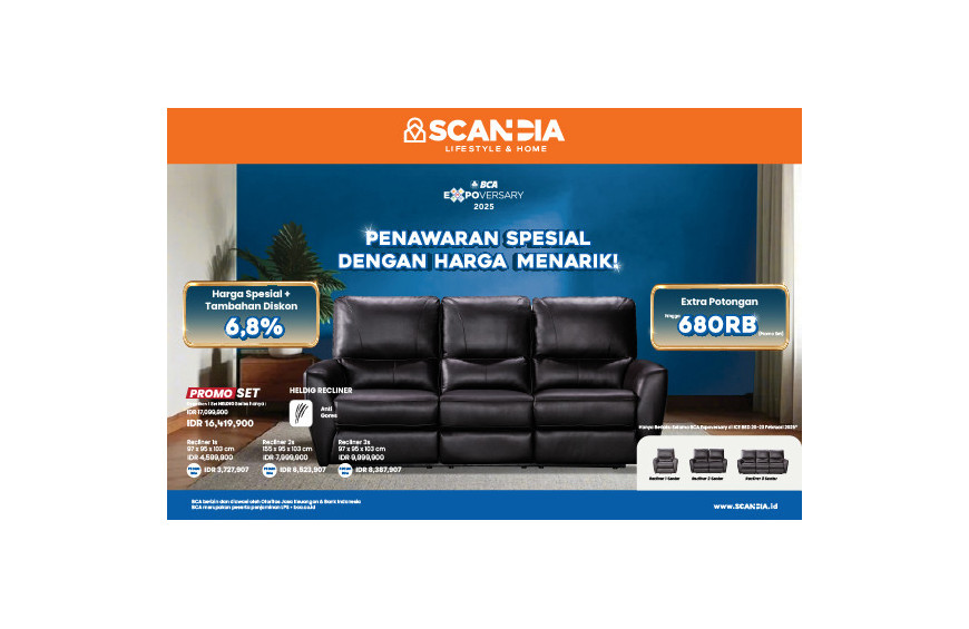 SCANDIA Hadir di BCA Expoversary 2025! Diskon Spesial untuk Rumah Lebih Nyaman!